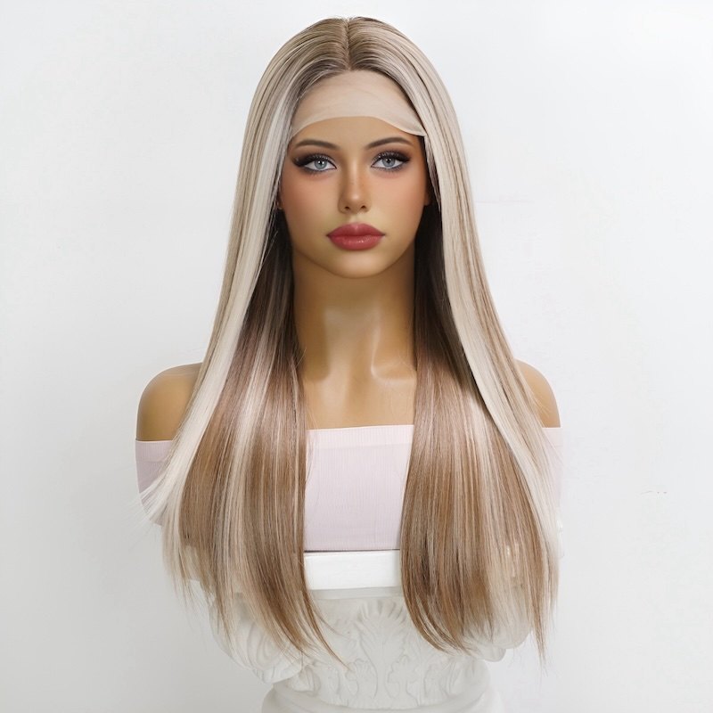Picture of Dark Golden Long Straight Sex Doll Wig