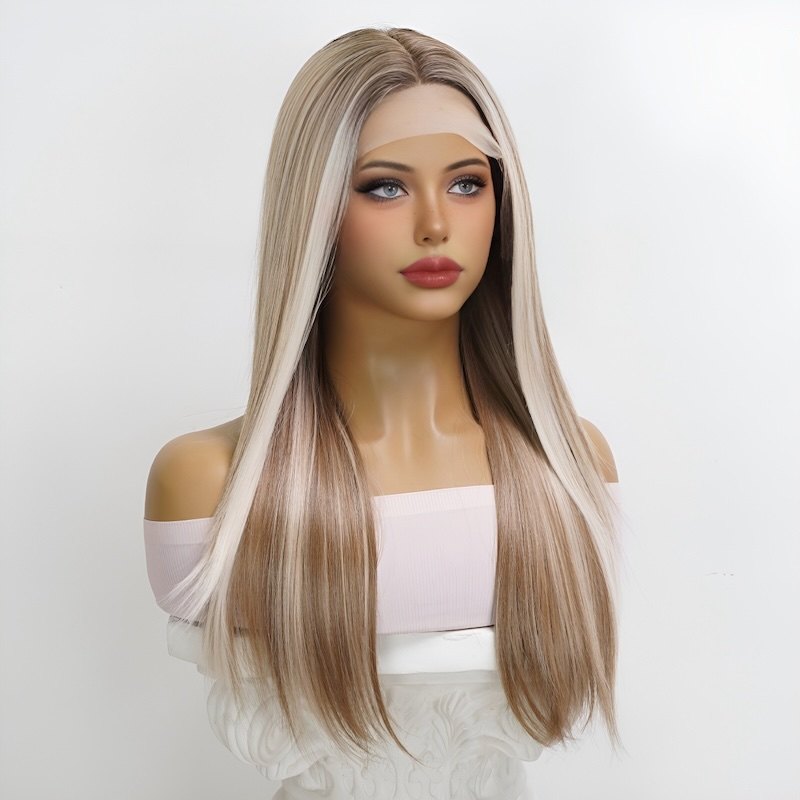 Picture of Dark Golden Long Straight Sex Doll Wig