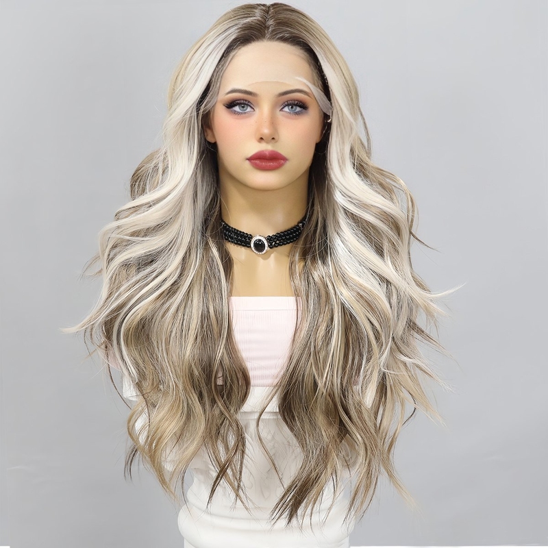 Picture of Platinum Blonde Wavy Long Sex Doll Wig