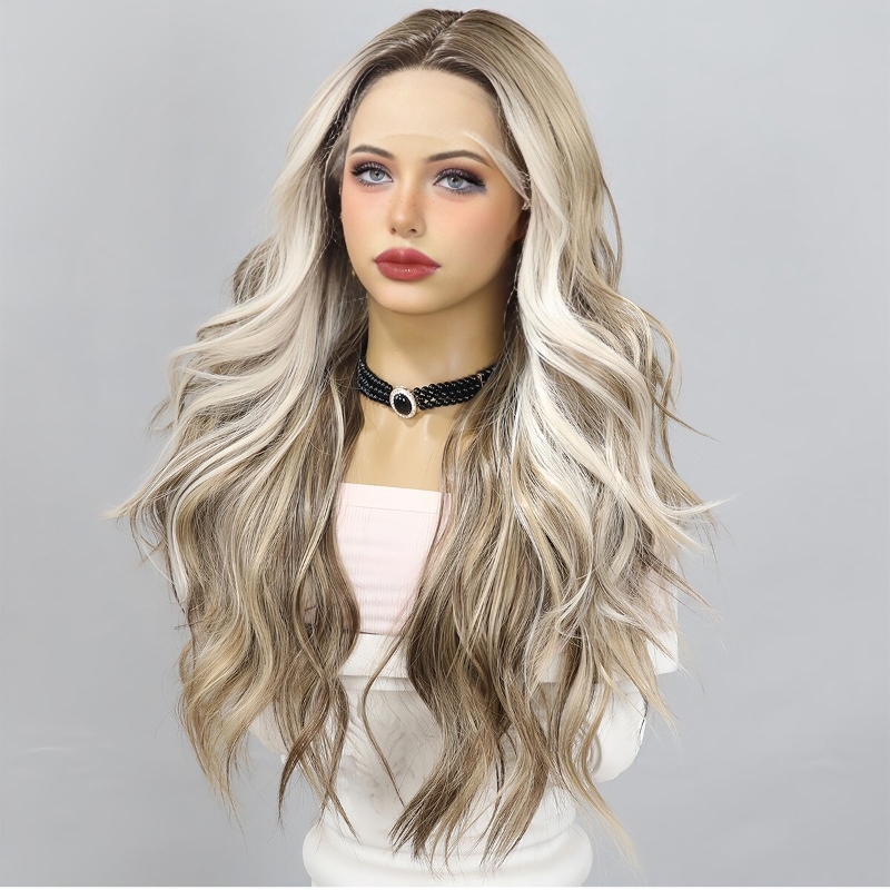 Picture of Platinum Blonde Wavy Long Sex Doll Wig