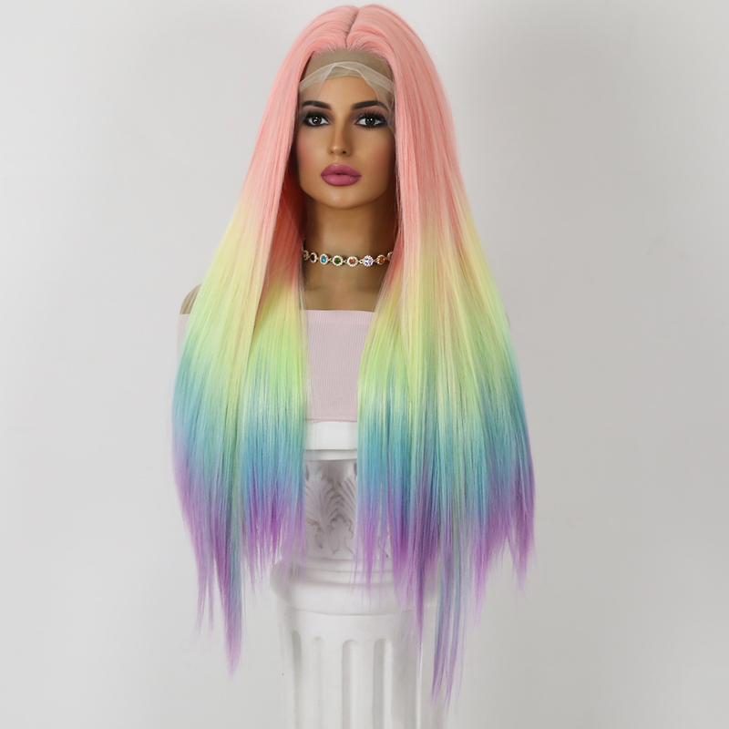 Picture of Rainbow Long Straight Sex Doll Wig