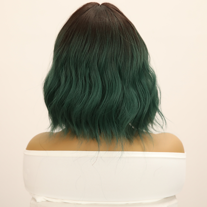 Picture of Green Short Curly Sex Doll Wig with Bangs