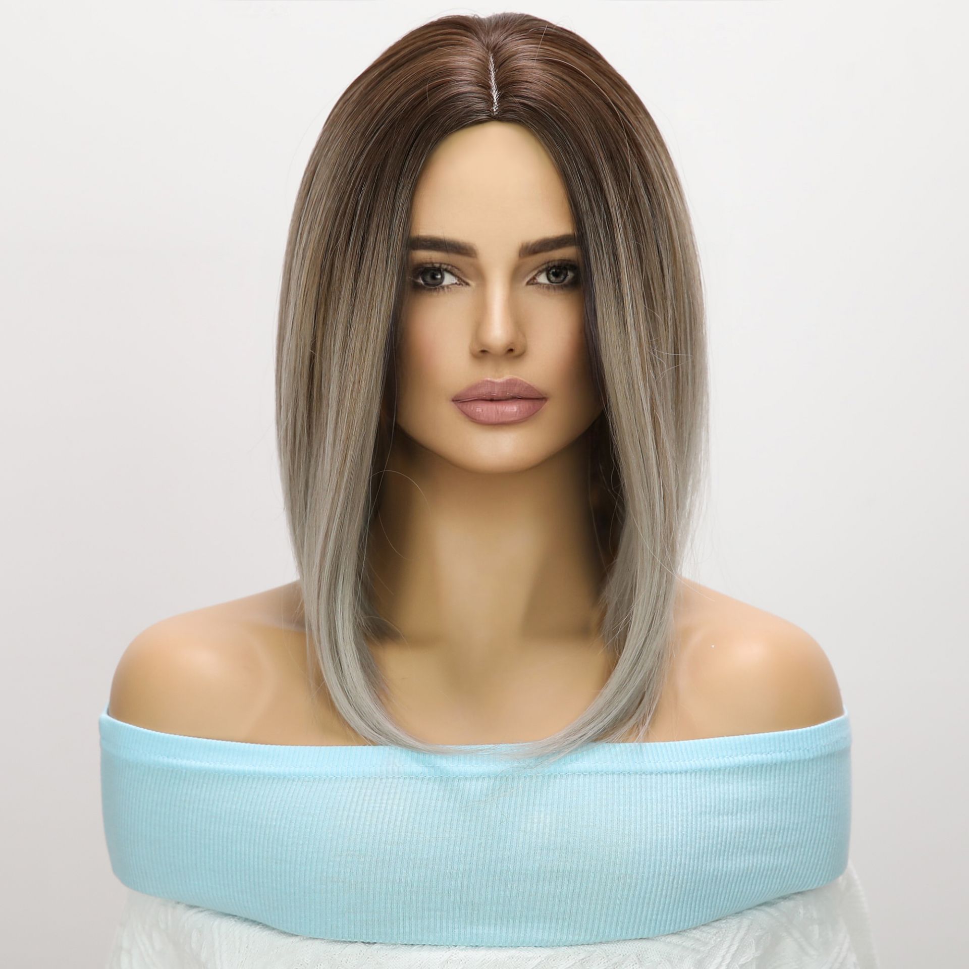 Picture of Grey Straight Short Sex Doll Wig