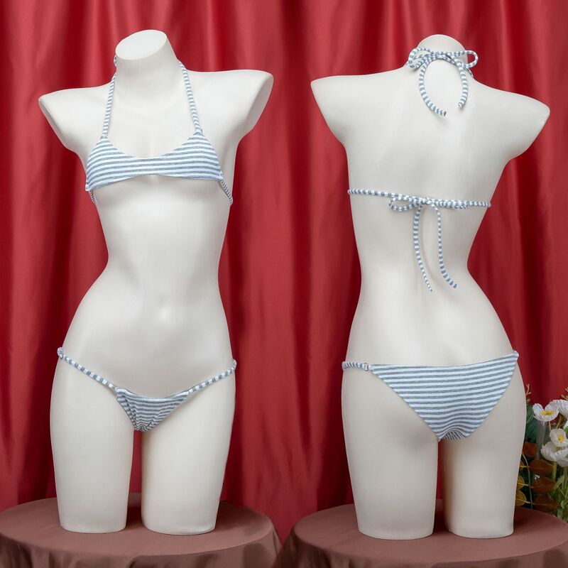 Picture of Gray and White Striped Bikini